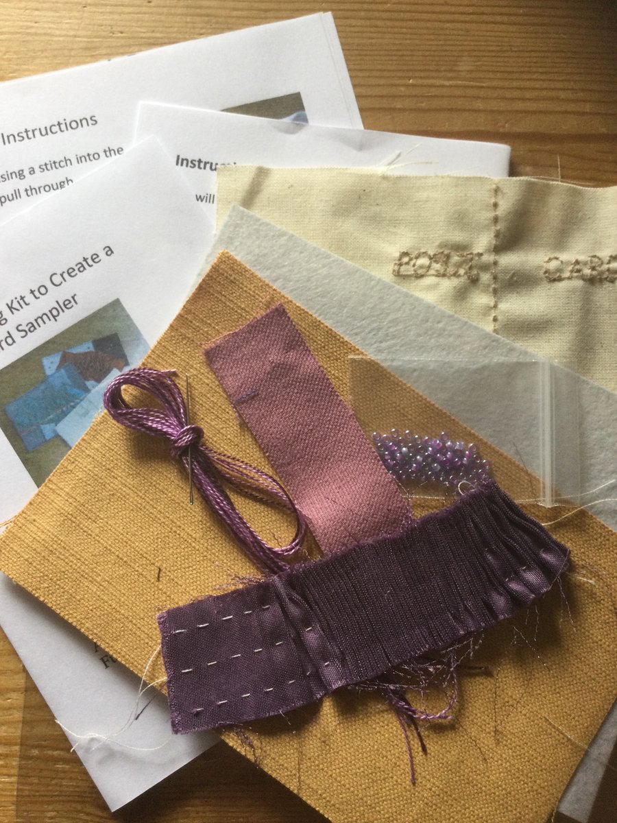 Beginners Smocking Kit to Create a Postcard Sampler, Honey and Purple