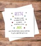 Bestie Personalised Card - best friend card, birthday, thank you, good luck
