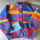 Bright and Beautiful hand knitted baby cardigan 12 to 18 months