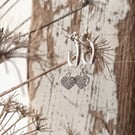 Silver Huggie Hoops with Heart Charm 