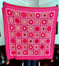 Artisan Floral Crochet Throw,Blanket with Hanging Corner Flower Motifs. 44" Sq. - Image 1