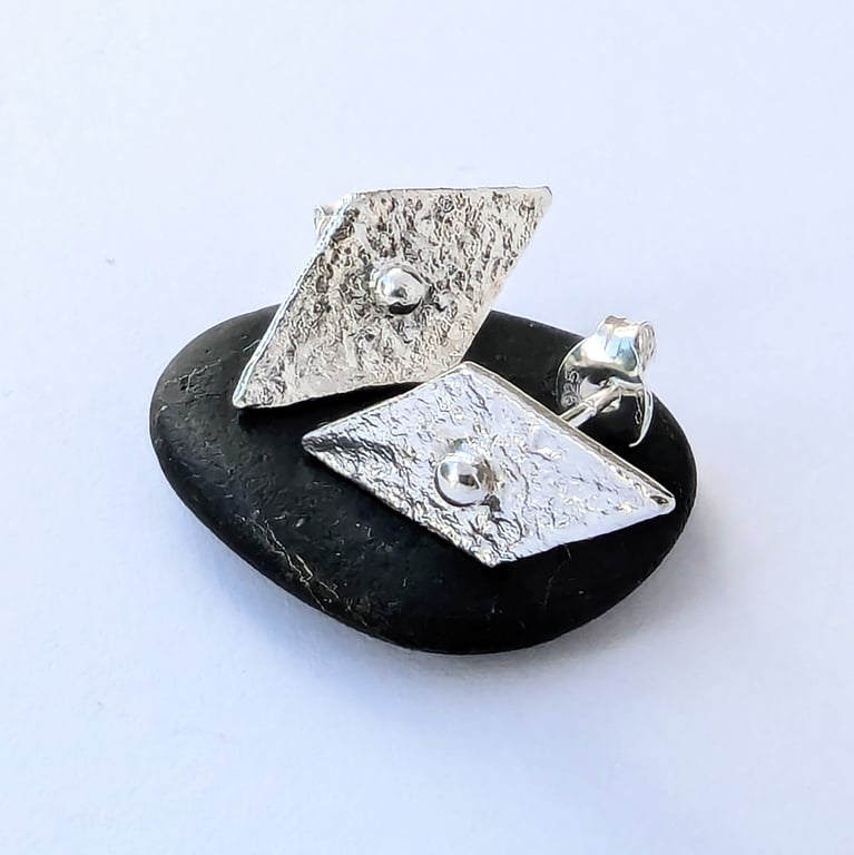 Sterling Silver Deco Style Stud, Handmade Urban Jewellery Design