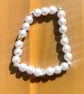 Handmade Pearl-Coloured Beaded Bracelet with Silver-Tone Detailing