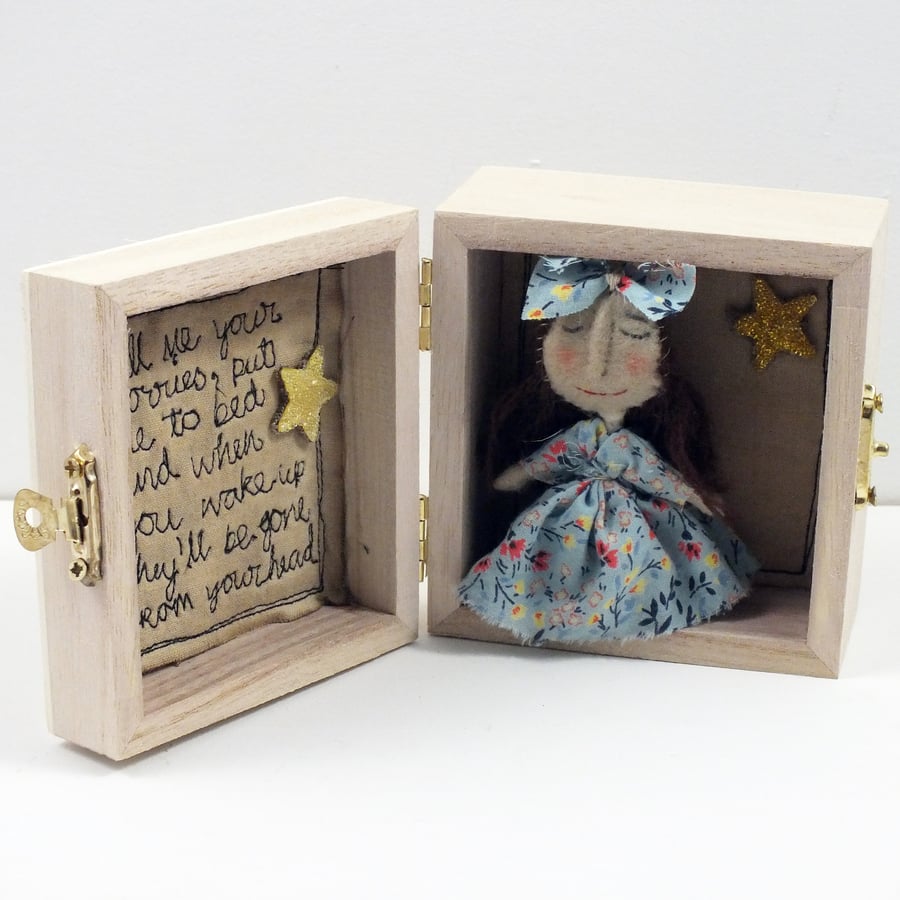 Worry Doll in a Wooden Box