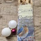 “Season’s Greetings” Bird Design - Rustic Driftwood Christmas Wall Plaque 