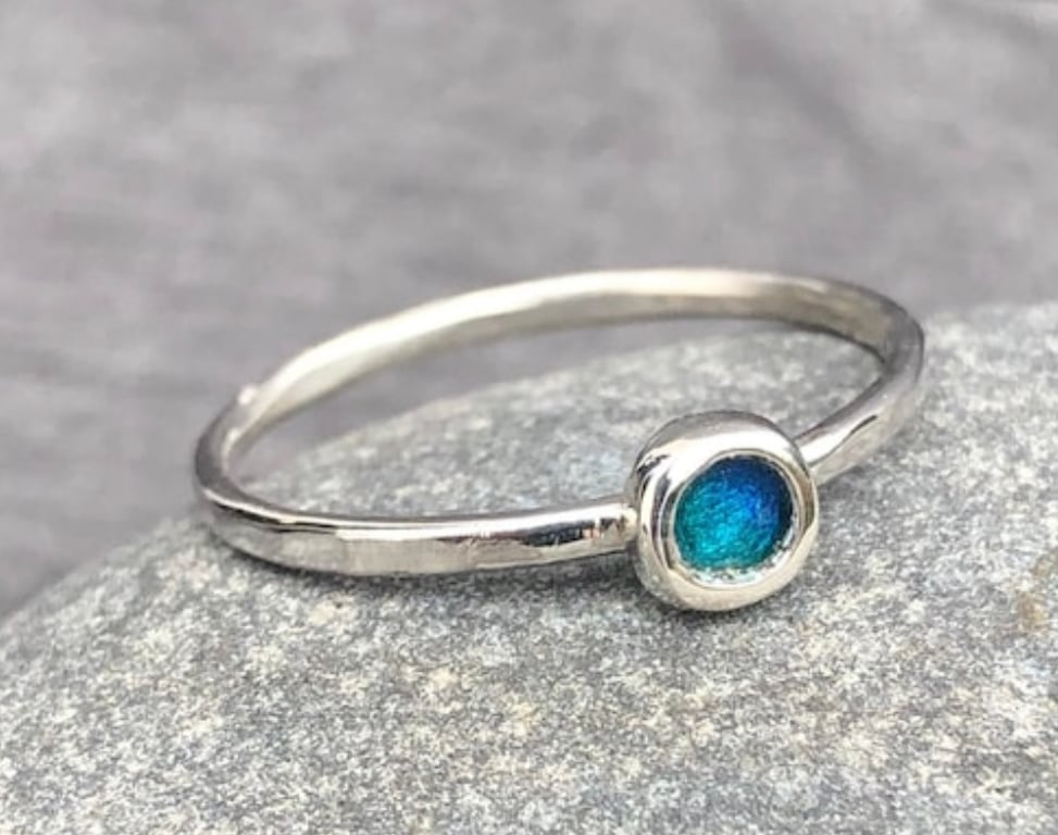 Little Rock Pool Ring, rock pool ring, enamel ring, delicate ring, stack ring, 