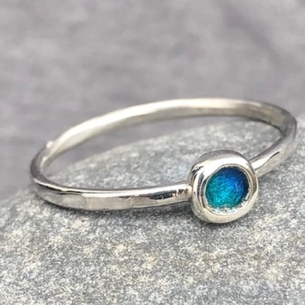 Little Rock Pool Ring, rock pool ring, enamel ring, delicate ring, stack ring, 