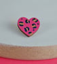 Painted Leopard Print Wooden Heart Brooch - Image 2