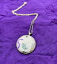 Halloween Pendant Necklace, Purple Snake & Potion Fabric Button Jewellery - Image 7