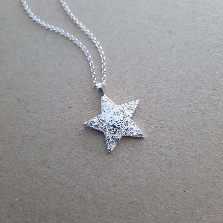 Textured Silver Star Pendant