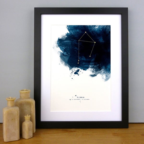 Libra Constellation Personalised Zodiac Star Sign Birthday Print