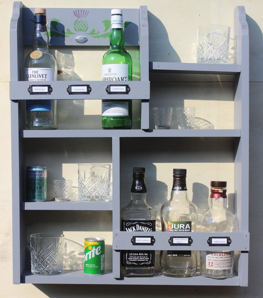 Whisky rack, 6 bottles with storage for glass's & mixers etc.