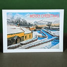 Winter in the Village Art Card: Blank or Personalised A6-Size Greetings Card