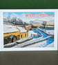 Winter in the Village Art Card: Blank or Personalised A6-Size Greetings Card