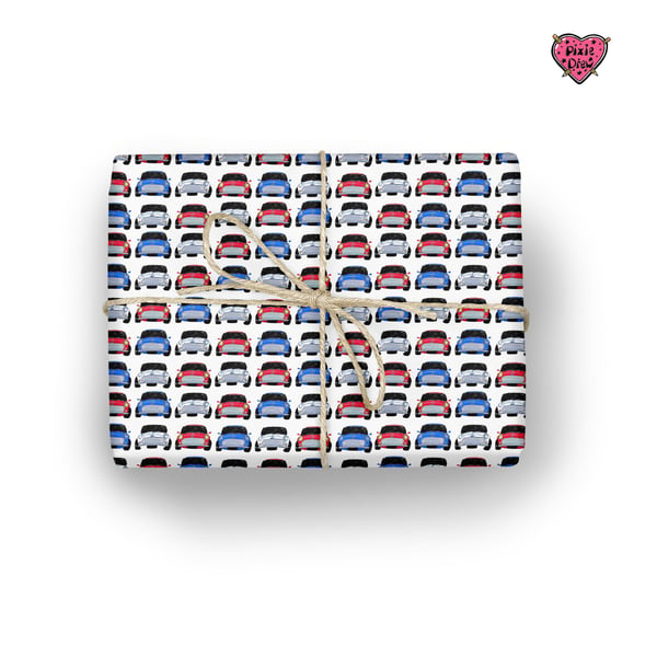 Classic mini Gift wrap, car wrapping paper, vehicle gift wrap, novelty print gif