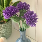 Crochet thistle, set of three handmade thistles, crochet flowers