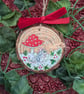 Mouse hand-painted Christmas log slice decoration 