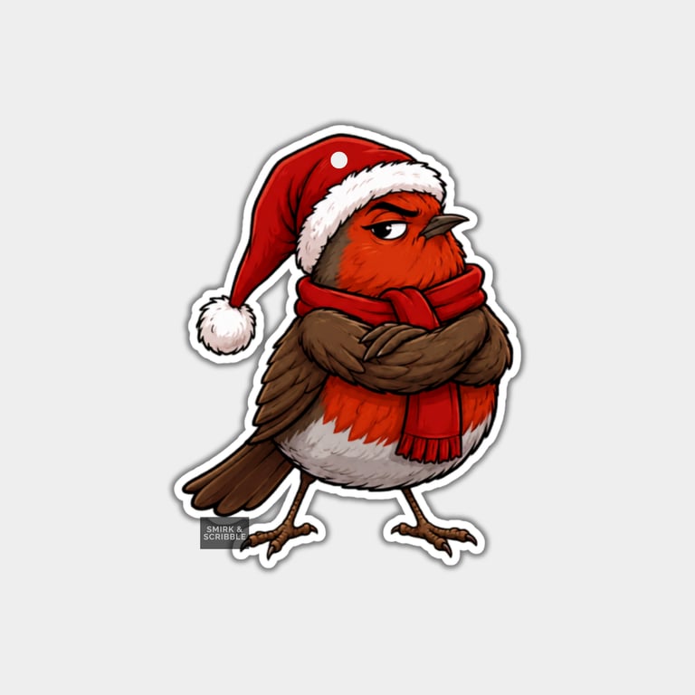 Unique Funny Christmas Gift Tags For Adults, 6pk - Cute Grumpy Robin