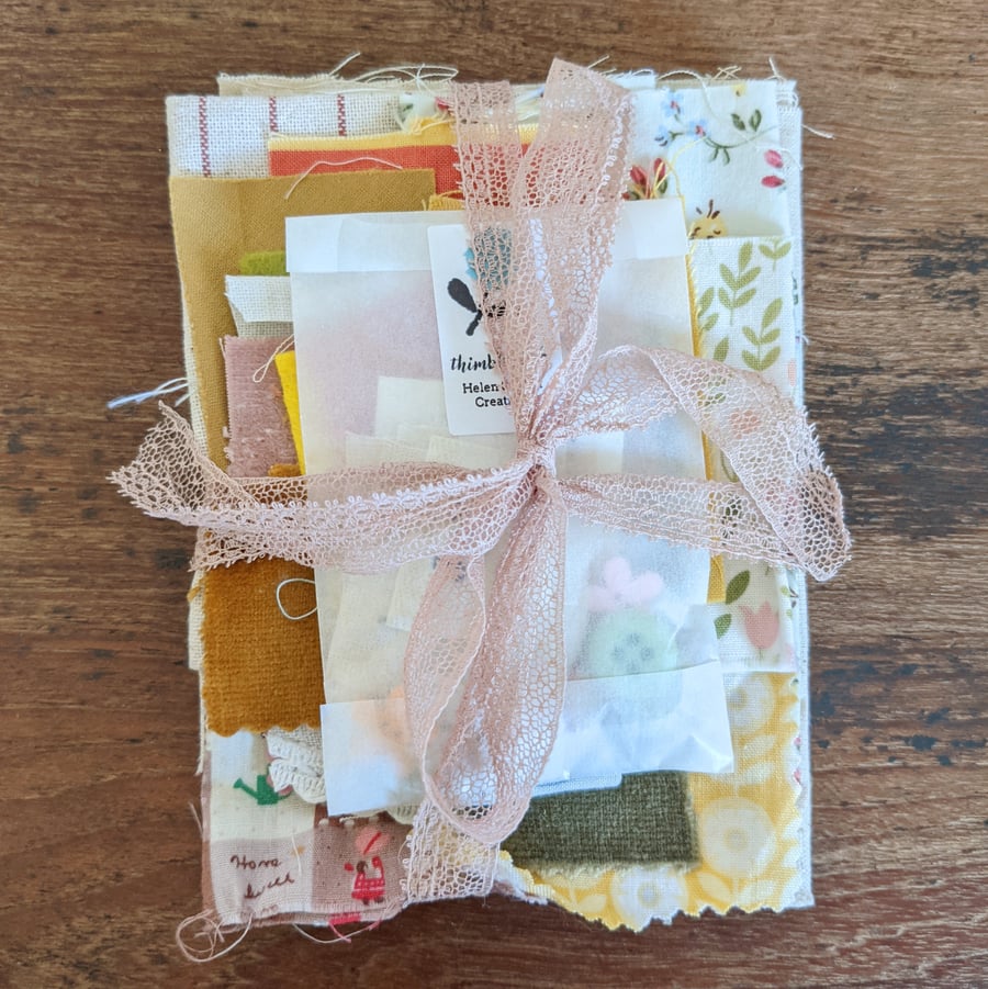 Be Mindful Slow Stitching Fabric and Buttons Bundle 