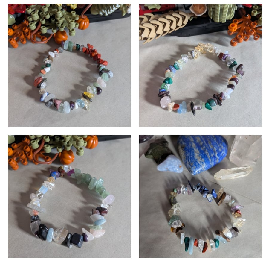 Summer Seconds mixed gemstone stretch bracelets