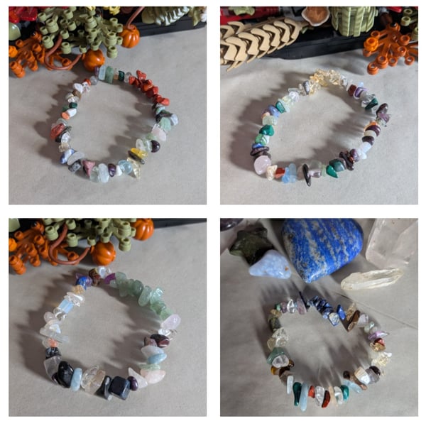 Summer Seconds mixed gemstone stretch bracelets