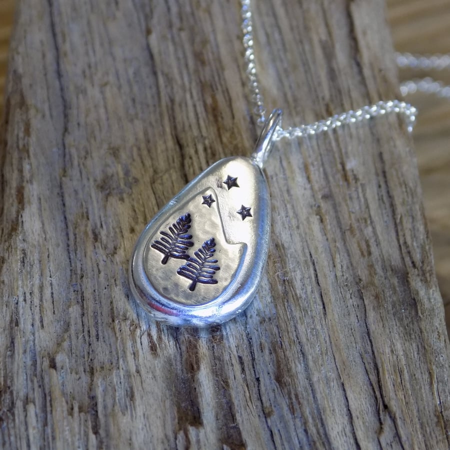 Sterling silver 'nugget' alpine forest pendant 