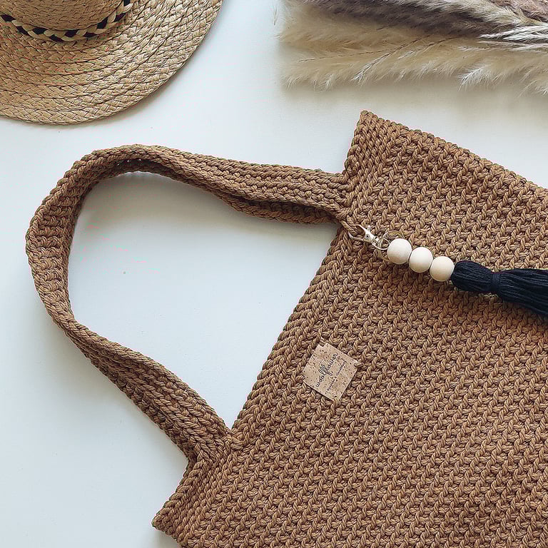 Brown Crochet Shoulder Tote Bag. A Perfect Gift For Her, Mum, Sister or Friend!
