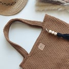 Brown Crochet Shoulder Tote Bag. A Perfect Gift For Her, Mum, Sister or Friend!