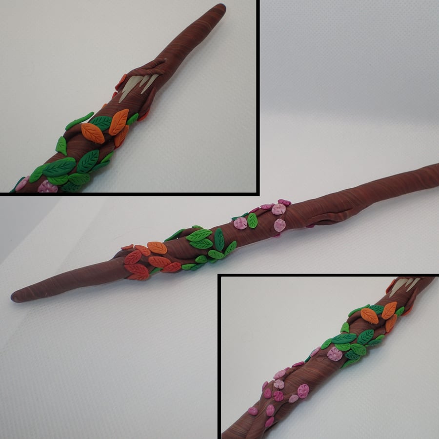 Four seasons wand in polymer clay