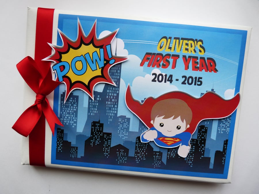 Superman birthday guest book, superman birthday party gift