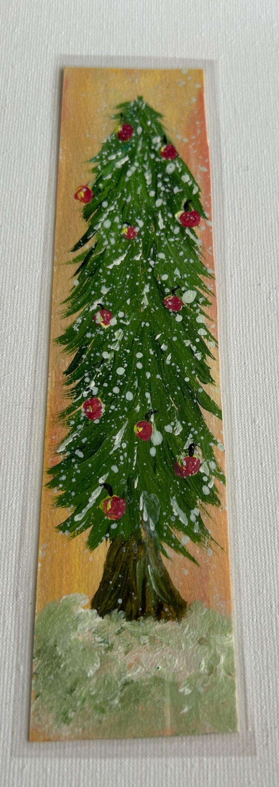 Handmade bookmark original floral artwork. Double sided hot. Christmas tree