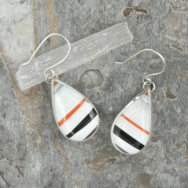 Cornish surfite earrings - white and orange