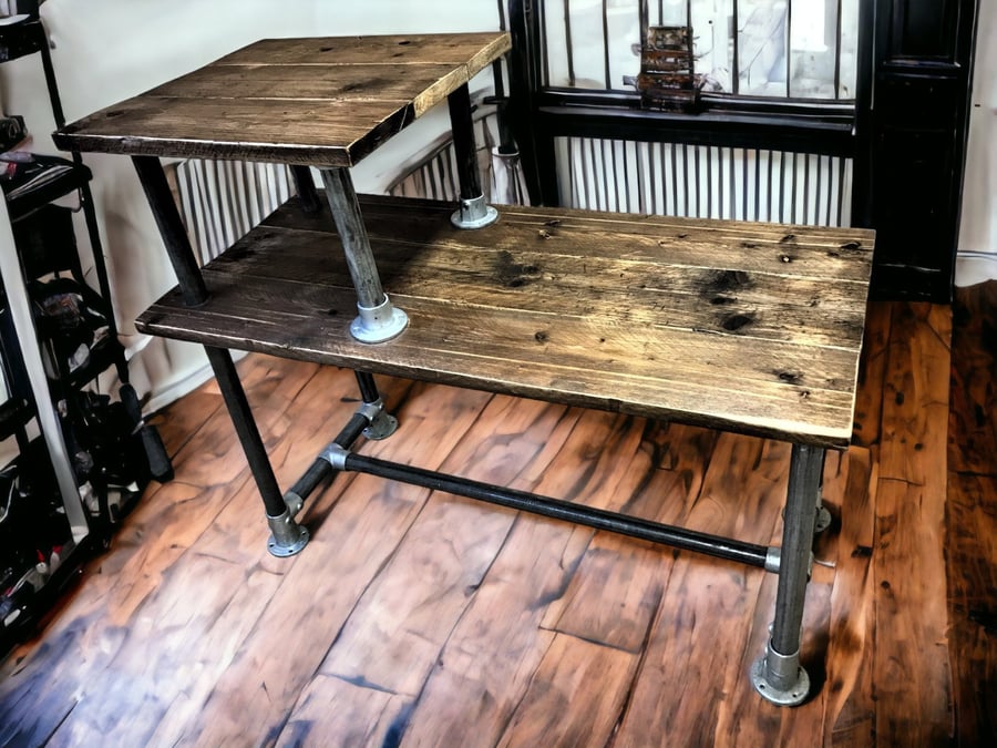 Standing & Seated Desk, Bar Desk, Office Desk, Custom Made From Reclaimed Scaffo