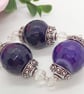 Large Purple Agate Bead and Clear Crystal with Bead Caps Jewellery Set, Gift Set - Image 4