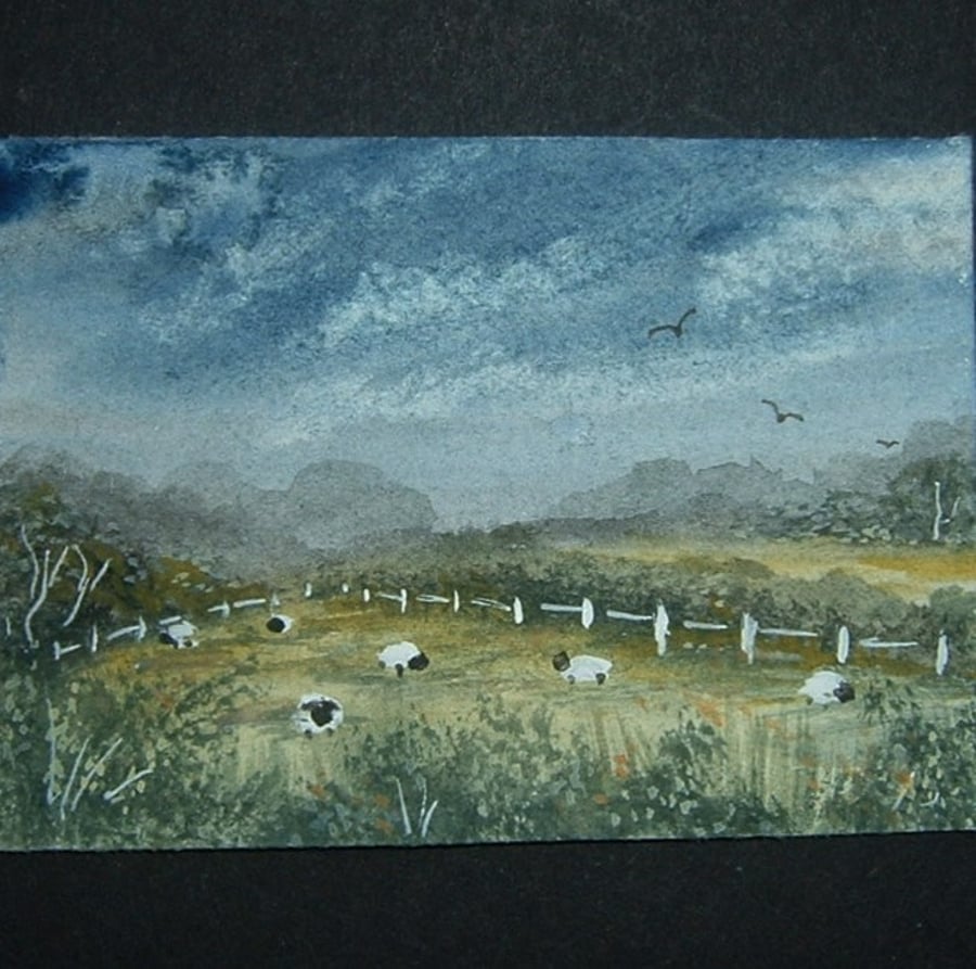 watercolour landscape art painting aceo ref 369