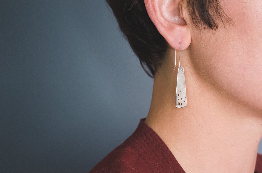 Textured Dangle Earrings Handmade from Sterling Silver