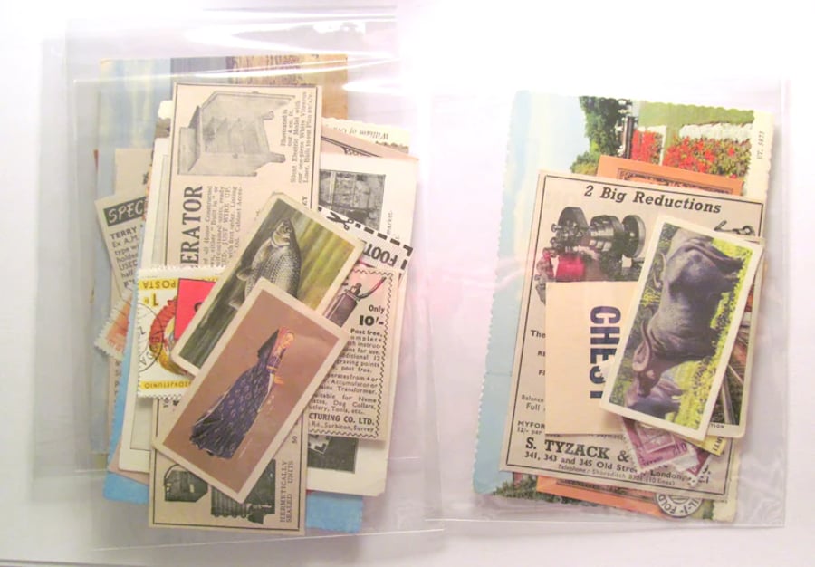 Lucky Dip Pack Handmade Stamped Ephemera for Junk Journals. 