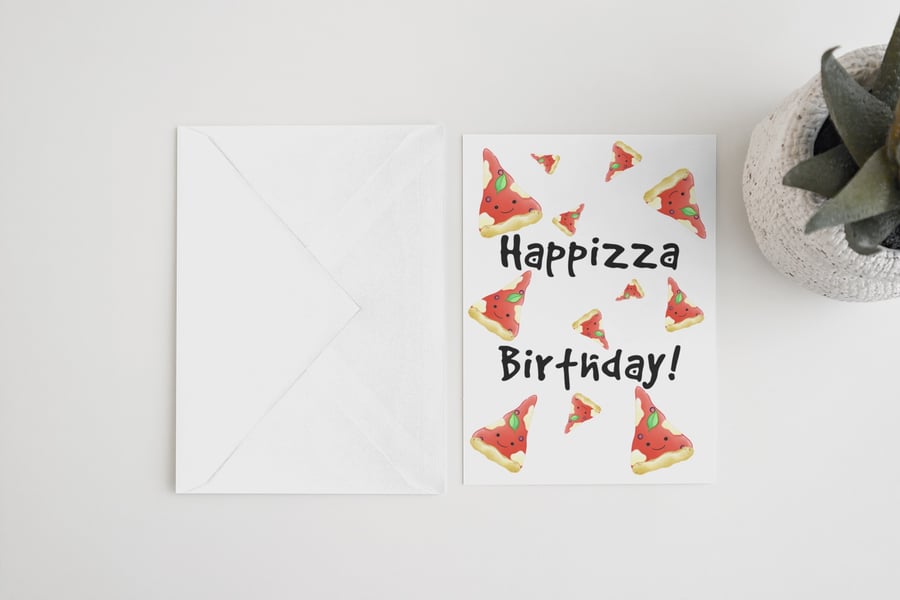 Happizza Birthday Card, Personalised Funny Greeting Cards
