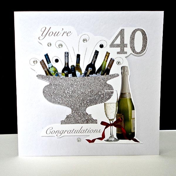 Happy 40th Birthday Celebration Bottles Handmade Card