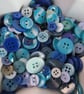 50g Mixed Blue Craft Buttons - Image 1