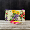 Pencil Case made from Rare 1940s Vintage Barkcloth Fabric, Purple