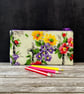 Pencil Case made from Rare 1940s Vintage Barkcloth Fabric, Purple