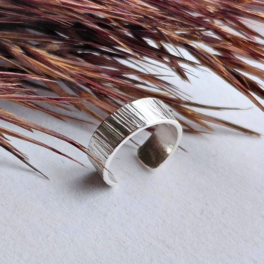 Image of Sterling Silver Ear Cuff - Hammer Textured - 3mm 