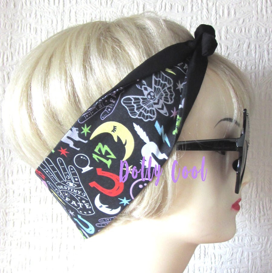 Fortune Teller Hair Tie - Head Scarf - Wrap by Dolly Cool - Palmistry - Mystic -