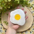 Smiling Fried Egg Coaster - Handmade Clay Coaster - Cute Kitchen & Coffee Table 