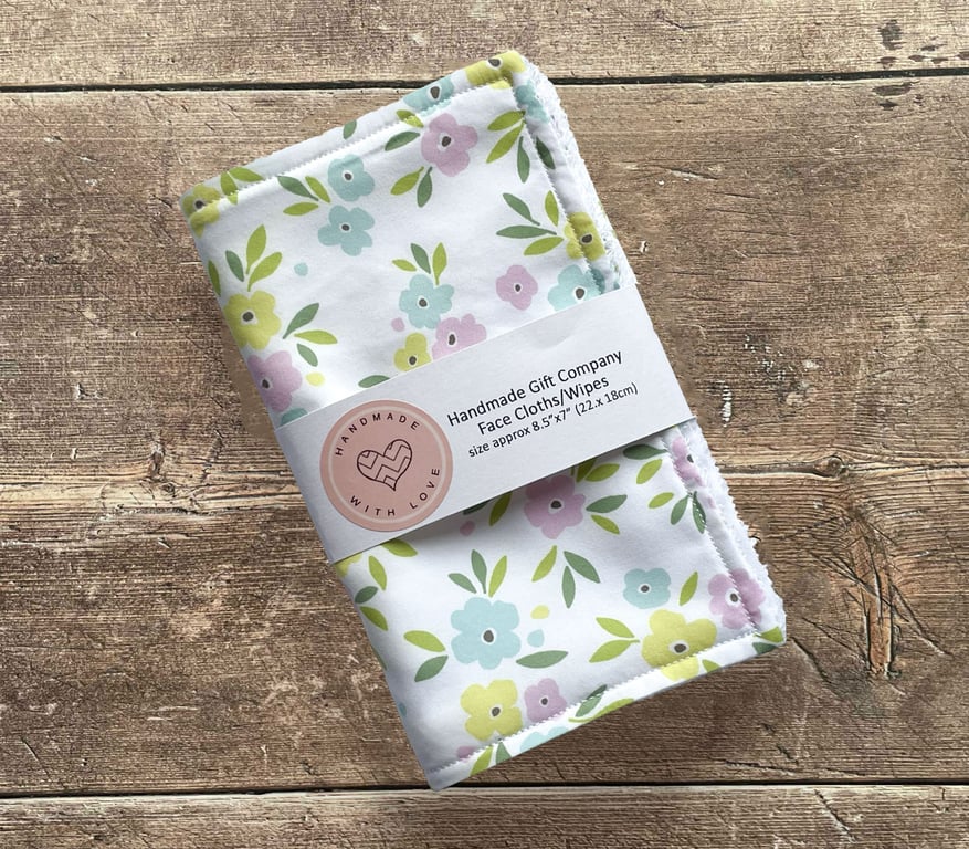Handmade 2 Pk Face Wipes, Face Cloths, Face Flannels, Eco-Friendly Wipes-FCW37
