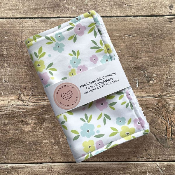 Handmade 2 Pk Face Wipes, Face Cloths, Face Flannels, Eco-Friendly Wipes-FCW37