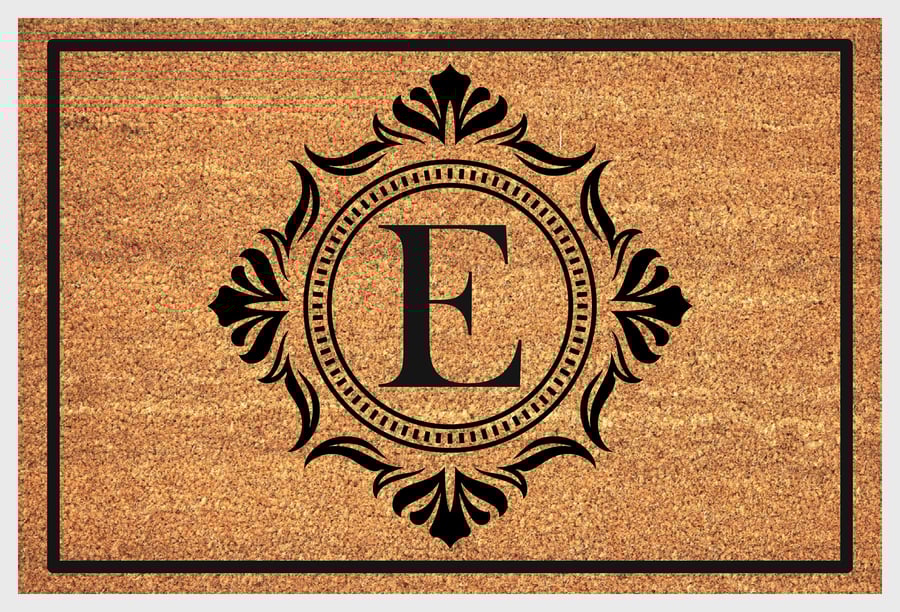 E Letter Door Mat - Monogram Letter E Welcome Mat - 3 Sizes