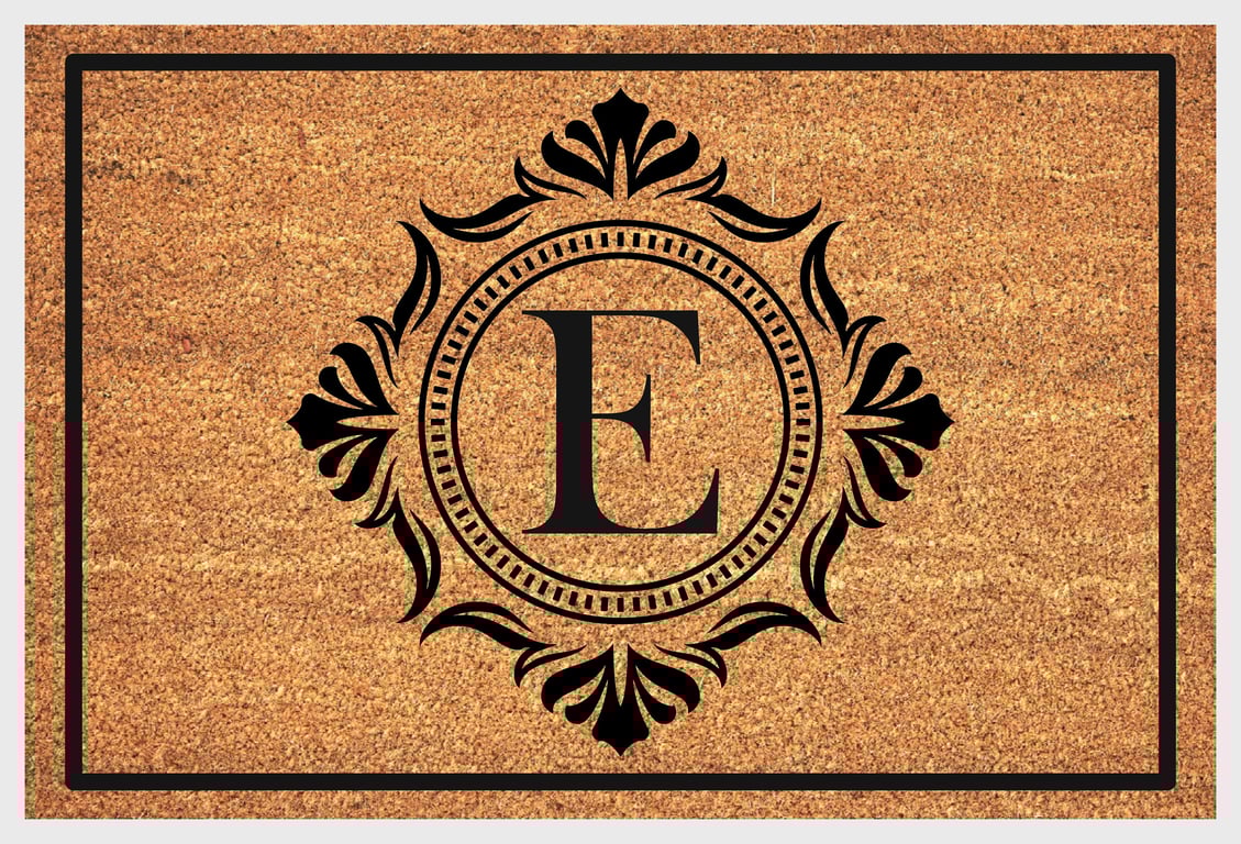 E Letter Door Mat - Monogram Letter E Welcome Mat - 3 Sizes