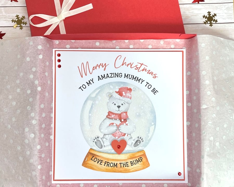 Christmas Card Snowglobe Mummy To Be Love From The Bump